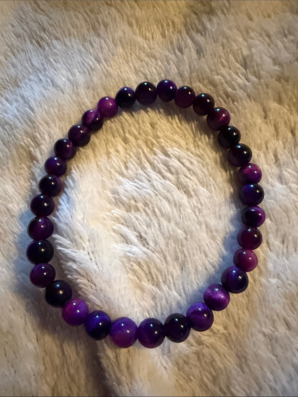 Purple Tigers Eye Beaded Stretch Bracelet